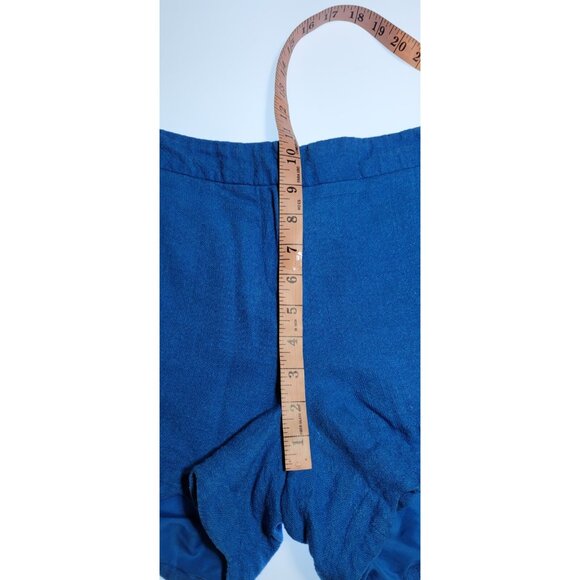 Cynthia Rowley Short Womens Size 10 Chino Scalloped Hem Solid Linen Blue - Picture 6 of 11